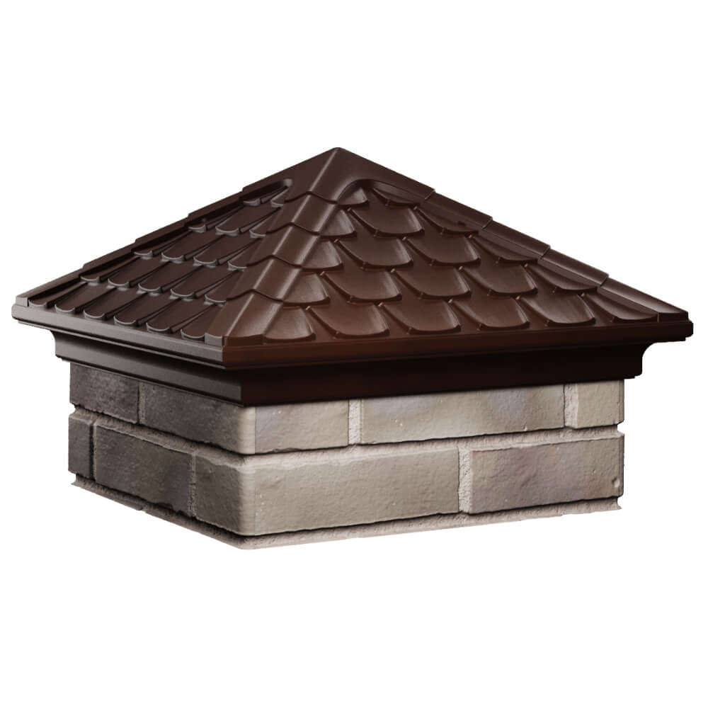 Колпак Zking Эльбрус Коричневый на столб 1.5х1.5 кирпича (385х385мм) в Сызрани фото