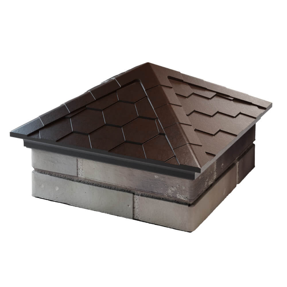 Колпак Zking Эверест Коричневый на столб 1.5х1.5 кирпича (390х390мм) в Сызрани фото