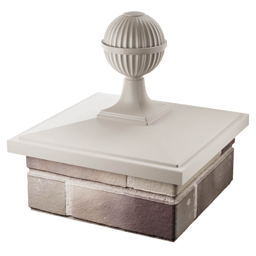 Колпак Zking БонаМоно Бежевый с шаром на столб 1.5х1.5 кирпича (385х385, 400х400мм) в сборе в Сызрани фото