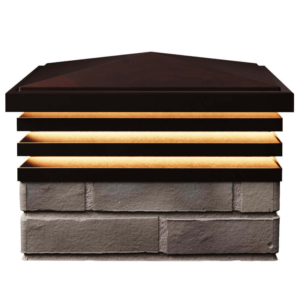 Колпак Zking Бона ХайТек Коричневый на столб 1.5х1.5 кирпича (385х385мм) с подсветкой в Сызрани фото